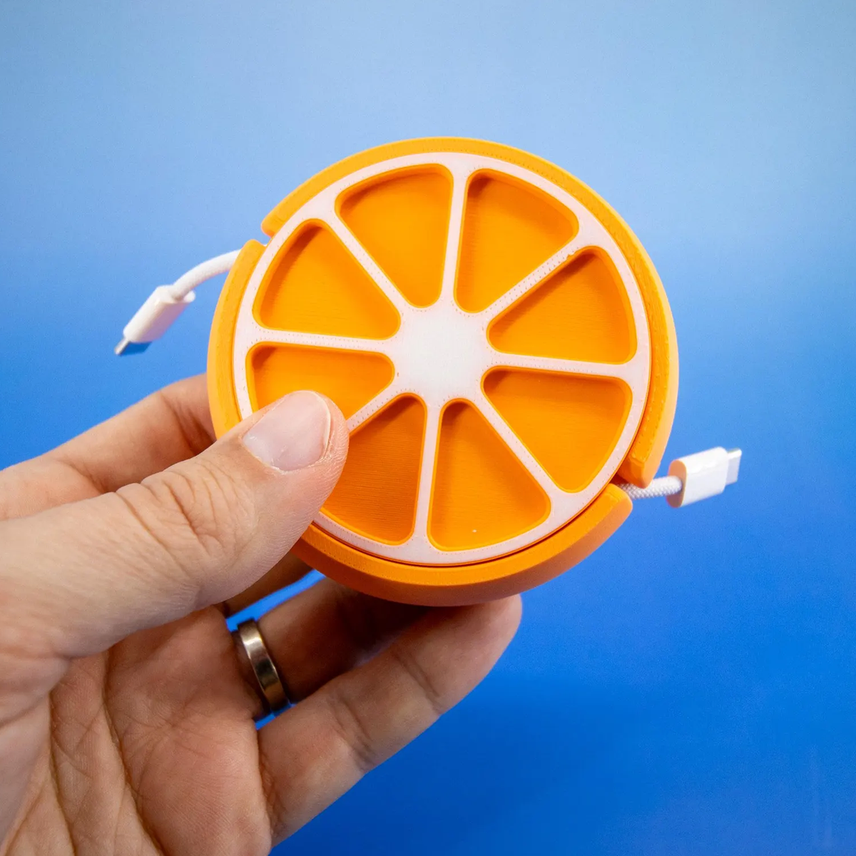 Citrus‑Slice Shaped Portable Cable Winder Desktop Cord Organizer